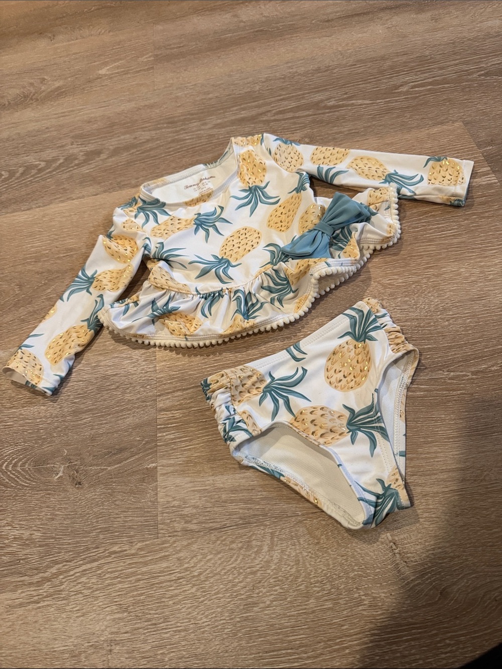 Tommy Bahama Kids Pineapple Print Long-Sleeve Swim Set - Yellow & Teal